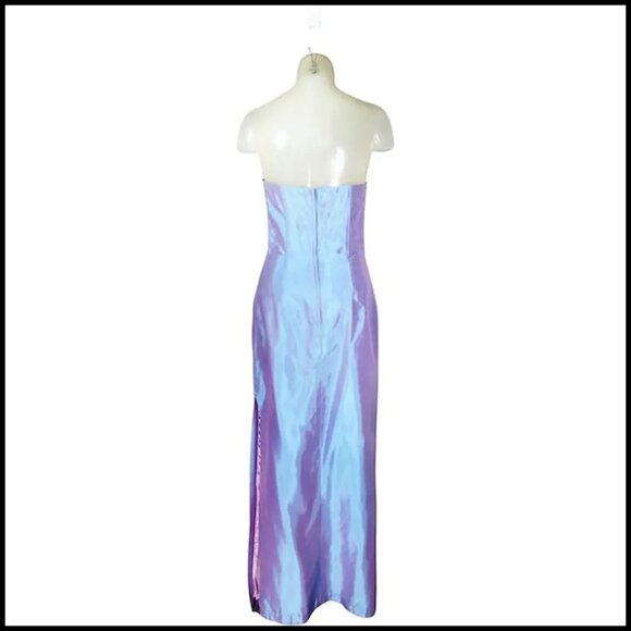 Vintage Gunne Sax Strapless Formal Gown Aqua to Lavender with Rhinestones VFG - Picture 4 of 10